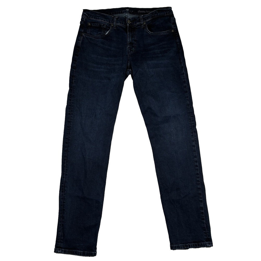 7 For All Mankind Slimmy Tapered Dark Wash Blue Jeans 34 Indie Sleek Minimalist